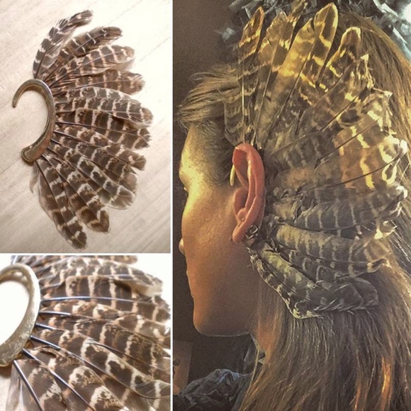 'Wardance' Bohemia Feather Gold Ear Cuff Festival - Picture 5 of 7